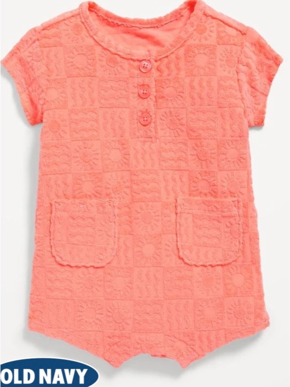 Old Navy Baby Girls Melon Textured Snap Closure Romper 0-3 month EUC